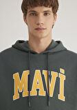 Mavi Logo Baskılı Kapüşonlu Yeşil Sweatshirt 067149-71598