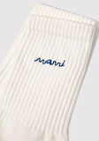 Mavi Logo İşlemeli Beyaz Soket Çorap 1913235-620