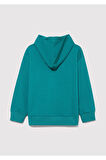 Logo Baskılı Kapüşonlu Yeşil Sweatshirt 6s10113-32449