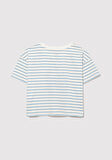 M Logo Baskılı Mavi Çizgili Ekru Tişört 7610285-83766
