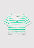 Mavi Logo Baskılı Yeşil Çizgili Crop Tişört 7610182-88145