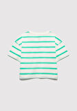 Mavi Logo Baskılı Yeşil Çizgili Crop Tişört 7610182-88145