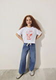 MVJNS Baskılı Crop Beyaz Tişört 7610275-620