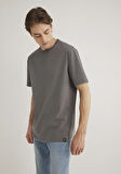 Etiket Detaylı Gri Basic Tişört 0611824-70096