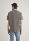 Etiket Detaylı Gri Basic Tişört 0611824-70096