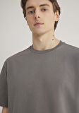 Etiket Detaylı Gri Basic Tişört 0611824-70096