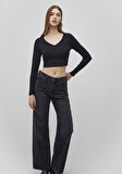 Uzun Kollu Crop Basic Tişört 1613041-900