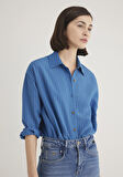 Lux Touch TENCEL TM Çizgili Mavi Modal Gömlek 1210339-90261
