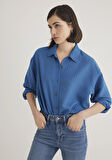 Lux Touch TENCEL TM Çizgili Mavi Modal Gömlek 1210339-90261