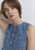 Edna Gold Premium Indigo Mavisi Jean Yelek 1110689-90153