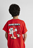 Minecraft Baskılı Kırmızı Tişört 6610343-88523