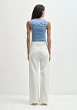Malibu Akdeniz Çizgili Kırık Beyaz Jean Pantolon 1010152-89688