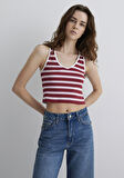Bordo Çizgili Crop Atlet 1613086-89810