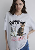 Kedi Baskılı Gri Tişört 1613097-88467