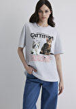 Kedi Baskılı Gri Tişört 1613097-88467