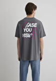 Chase Your Vision Baskılı Gri Tişört 0612721-70096