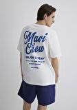 Mavi Crew Baskılı Ekru Tişört 0612667-70057