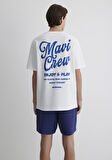 Mavi Crew Baskılı Ekru Tişört 0612667-70057