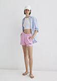 Mavi Logo Baskılı Pembe Şort 1410155-70972