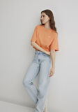 Mavi Logo Baskılı Turuncu Crop Tişört 1613070-71410
