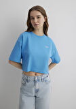 Mavi Logo Baskılı Mavi Crop Tişört 1613070-70861
