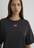 Mavi Logo Baskılı Antrasit Crop Tişört 1611585-70087