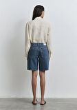 Melina Real Blue Puslu Koyu Mavi Jean Şort 1410144-89745
