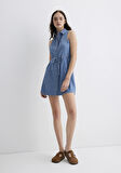 Raven Akdeniz Yıldız Baskılı Indigo Mavisi Jean Elbise 1310660-89760