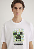 Minecraft Baskılı Beyaz Tişört 0612734-620