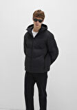 Kapüşonlu Siyah Şişme Mont 0110651-71379