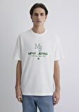 Mavi Tenis Logo Baskılı Ekru Tişört 0612706-70057