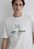 Mavi Tenis Logo Baskılı Ekru Tişört 0612706-70057
