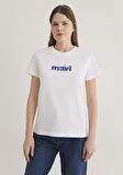 Mavi Baskılı Beyaz Tişört 1613287-620