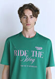 Ride the Way Baskılı Yeşil Forma Tişört 0612781-71877