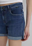 Pixie Casual Koyu Mavi Jean Şort 1437090726