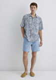 Baskılı Mavi Gömlek 0211595-90733