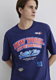 New York Baskılı Lacivert Tişört 0612815-70496