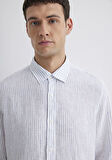 Çizgili Keten Gömlek 0211634-90795