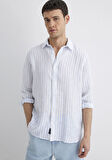 Çizgili Keten Gömlek 0211633-90794