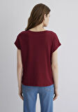 V Yaka Bordo Basic Tişört 1612380-70430