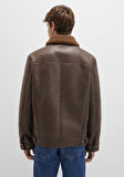Kahverengi Suni Kürk Detaylı Suni Deri Ceket 0110669-70240