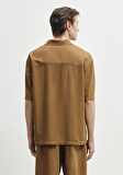 Keten Karışımlı Kahverengi Gömlek 0211616-82337