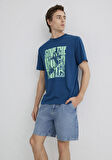 İndigo Turtles Baskılı Mavi Tişört 0612994-89110