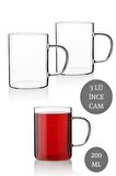 Mithra Life 3 lü Ateşe Dayanıklı Cam 200 ml Kupa Bardak MIT1014