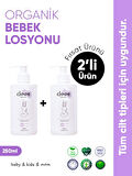 Clooe Organik Bebek Losyonu - 2’li Fırsat Paketi (Argan Yağı & Zeytinyağı, Yenidoğan için Uygun)