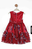 Tüllü Fırfırlı Mendil Kollu Çiçekli Sivri Yakalı 3lü Kız Çocuk Elbise 3-7 Yaş 2806