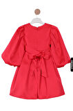 Bohçalı Büzgülü Kollu Katlanmış 2li Kız Çocuk Elbise 4-12 Yaş 6653