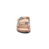 Guja 25y102-2 Kadın Mantar Taban Taşlı Çift Tokalı Comfort Terlik Camel