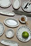 TABAK EVİ Stoneware Flower Green Kahvaltı Takımı 6 Kişilik 14 Parça
