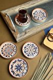 TABAK EVİ Stoneware Mozaik Red Sefa 6 lı Çay Tabağı 10cm